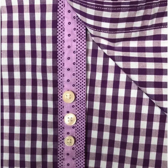 Taylorbyrd Purple Gingham Cotton Long Sleeve Dress Shirt - Picture 6 of 11